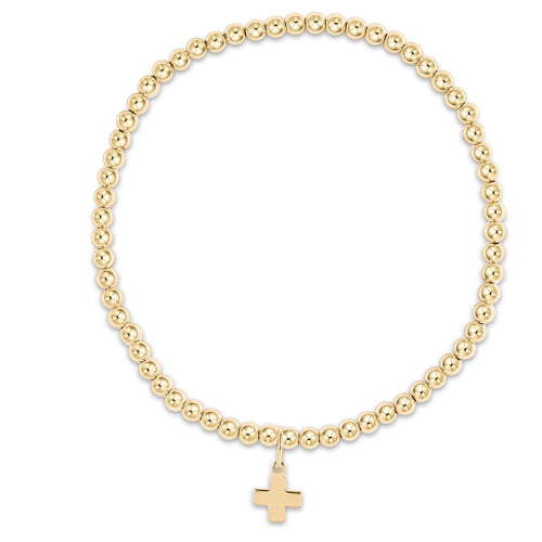 ENewton egirl Classic Gold 3mm Bead Bracelet - Signature Cross Gold Charm - Gabrielle&