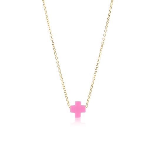 ENewton egirl Signature Cross Necklace Gold Bright Pink 14" - Gabrielle's Biloxi