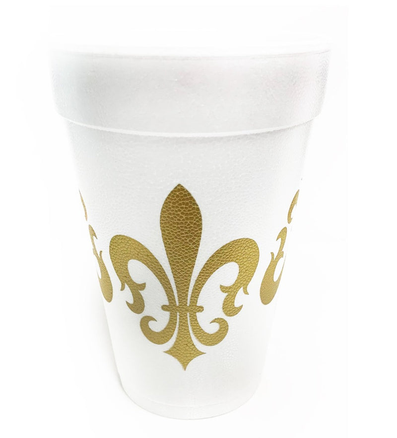 Fleur de Lis Styrofoam Cups- Gold - Gabrielle&