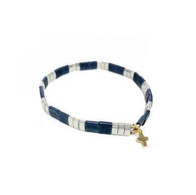 EG Chiclet Bracelet - Navy + Silver - Gabrielle's Biloxi