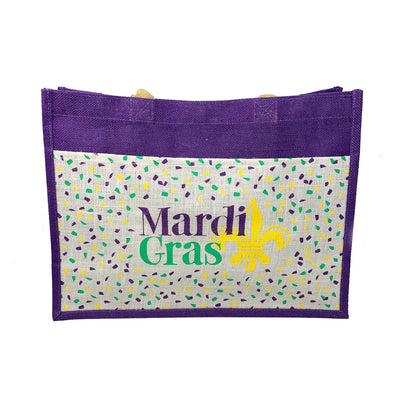 Mardi Gras Confetti Jute Pocket Tote - Gabrielle's Biloxi