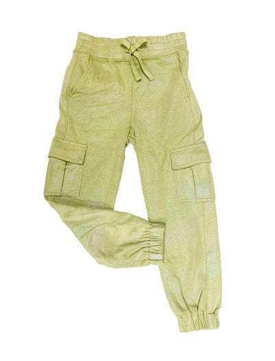 Tractr Iridescent Cargo Knit Jogger Pants Green - Gabrielle's Biloxi