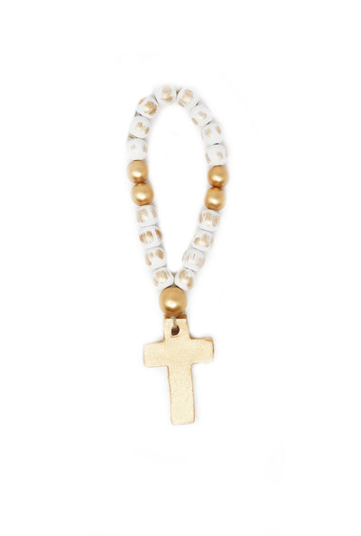 White Baby Blessing Beads with Cross - Gabrielle's Biloxi