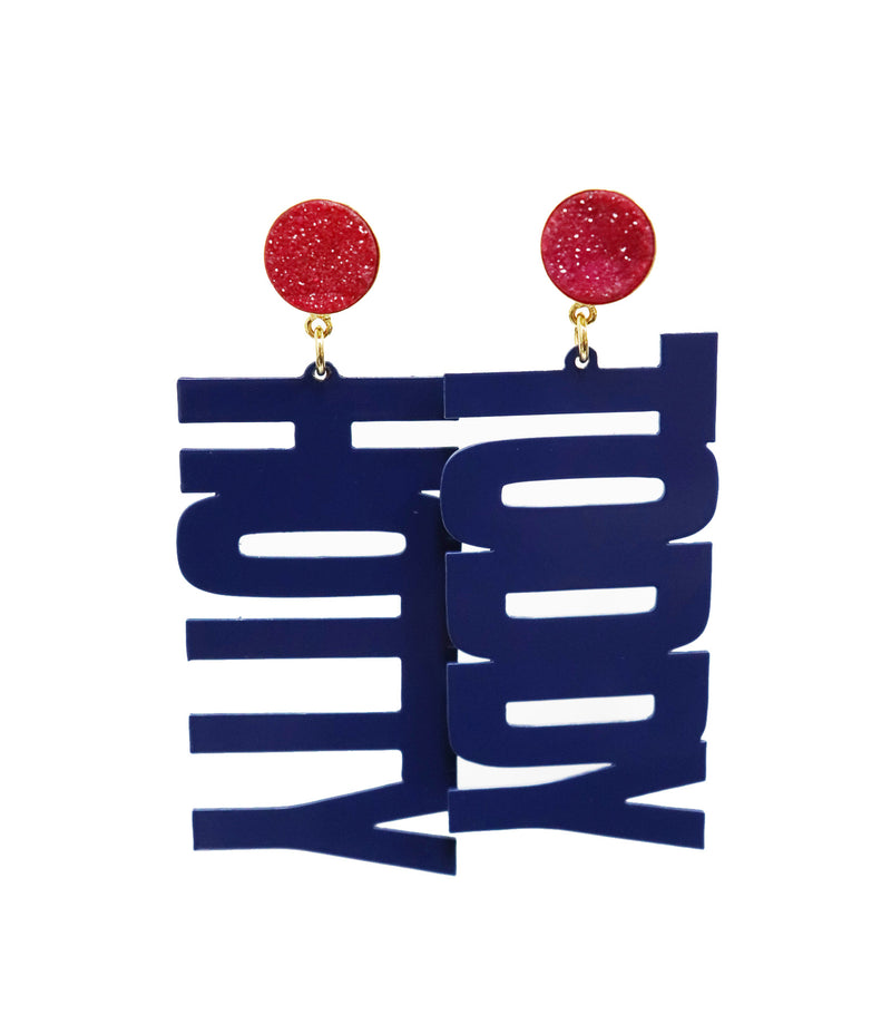 Team RLN - Ole Miss Hotty Toddy Navy Earrings - Gabrielle&
