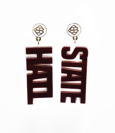 Team RLN - Mississippi State Hail State Acrylic Earrings - Gabrielle's Biloxi
