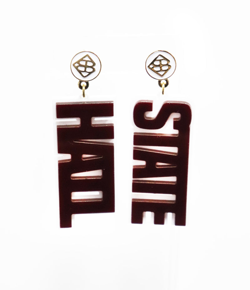 Team RLN - Mississippi State Hail State Acrylic Earrings - Gabrielle&