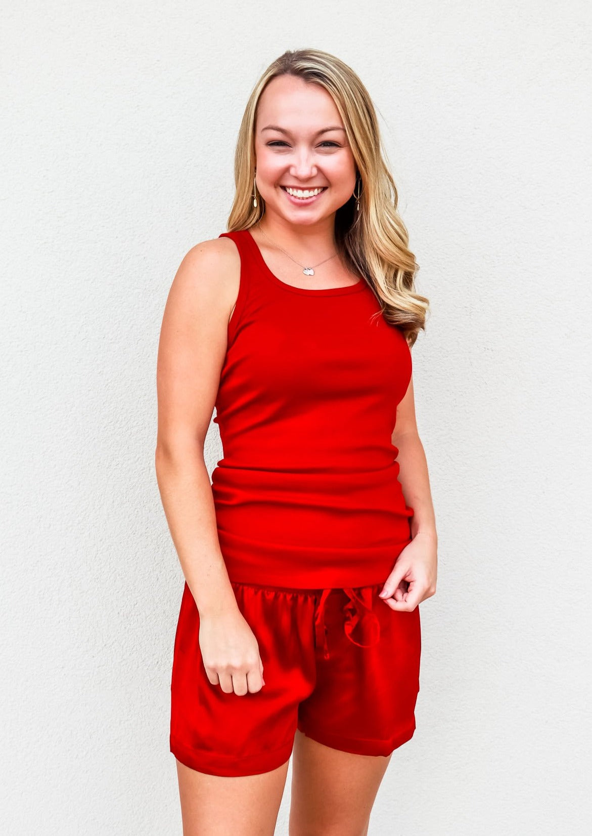 PJ Harlow Mikel Satin Shorts in Red - Gabrielle's Biloxi