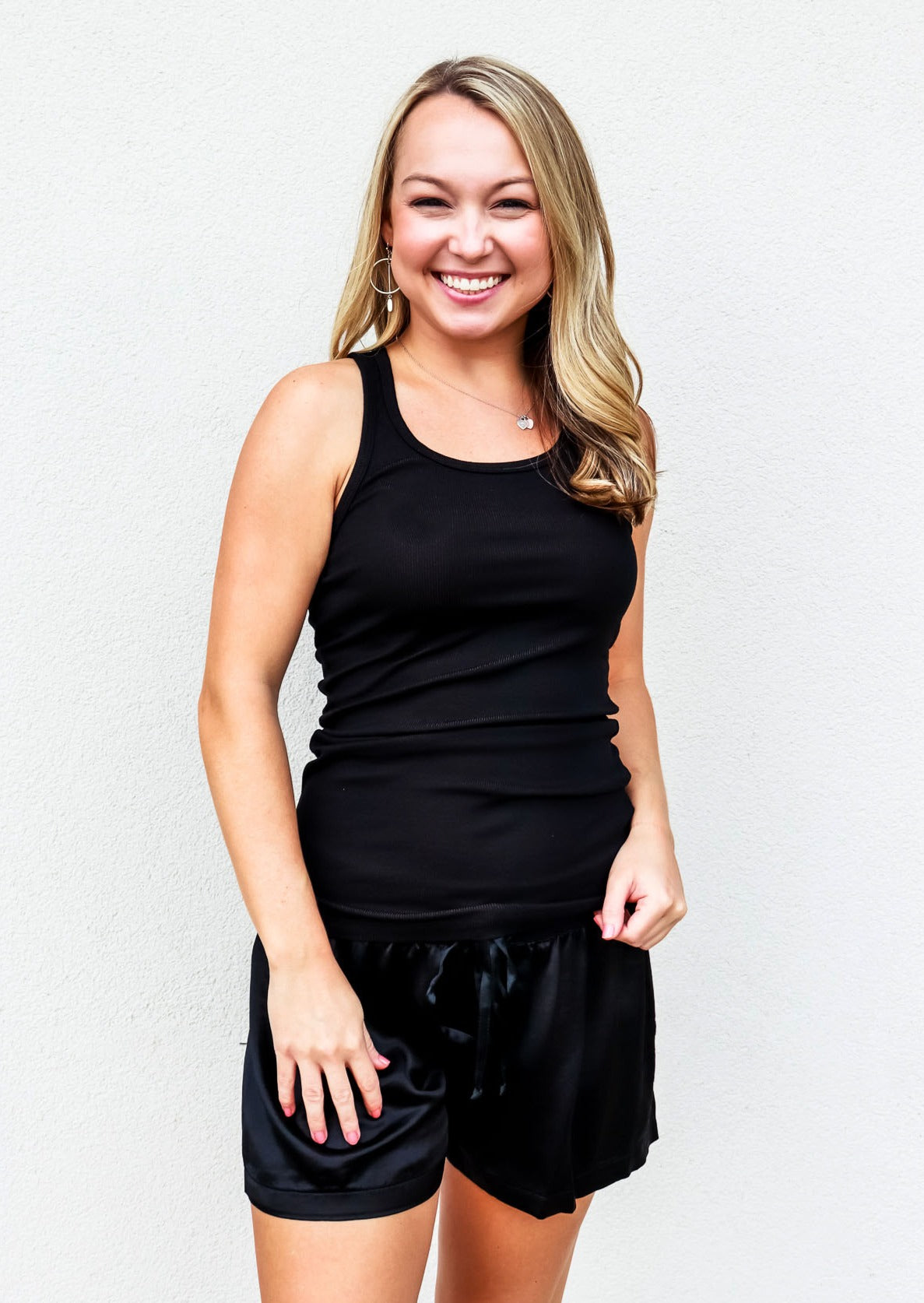 PJ Harlow Mikel Satin Shorts in Black - Gabrielle's Biloxi