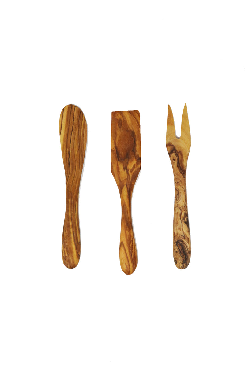 Natural OliveWood	Cheese Utensil Set of 3 - Gabrielle&