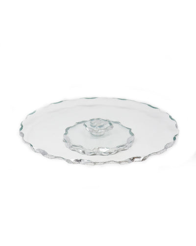 Silver Edge Handcrafted Crystal 13" Turning Platter - Gabrielle's Biloxi
