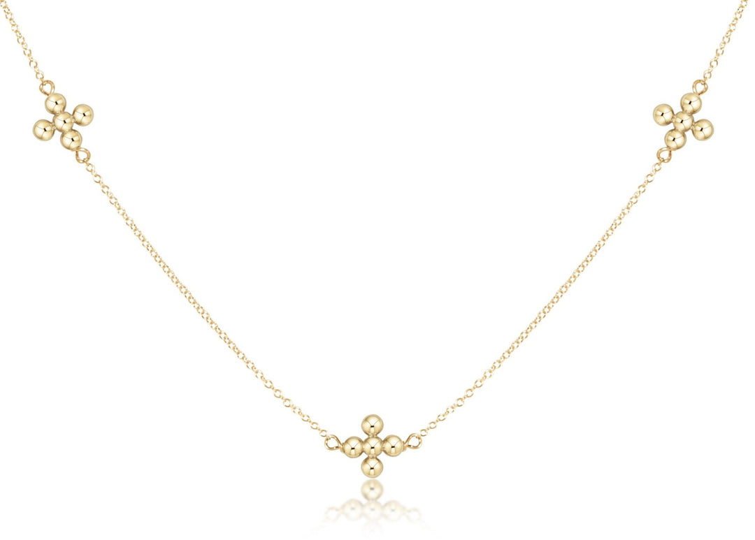 Enewton 15" Choker Simplicity Chain Gold - Classic Beaded Signature Cross Gold - Gabrielle's Biloxi