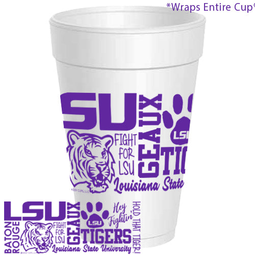 LSU Traditions Font Wrap Styrofoam Cups - Gabrielle&