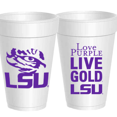 LSU Love Purple Live Gold Styrofoam Cups - Gabrielle's Biloxi