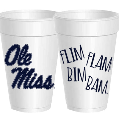Ole Miss Flim Flam Styrofoam Cups - Blue - Gabrielle's Biloxi