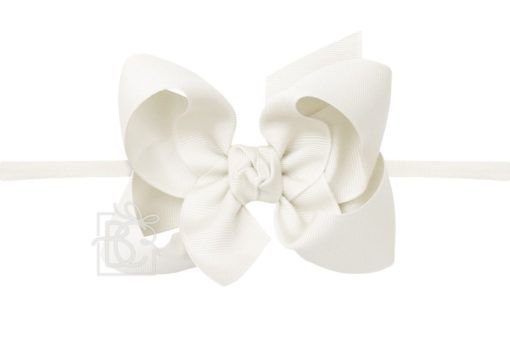 Pantyhose Headband with Signature Grosgrain Bow - Antique White - Gabrielle&