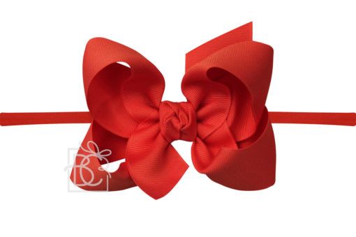 Pantyhose Headband with Signature Grosgrain Bow - Red - Gabrielle&