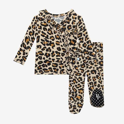 Posh Peanut Lana Leopard Tan-Tie Front Ruffled Kimono - Gabrielle's Biloxi