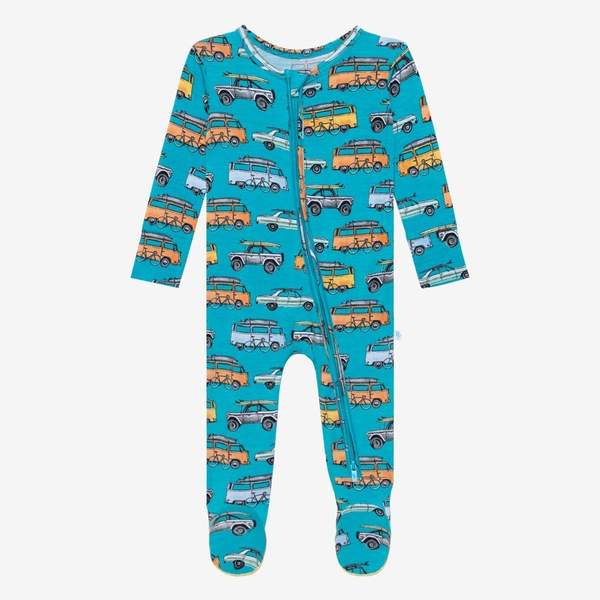 Posh Peanut Marino-Footie Zippered One Piece Blue - Gabrielle's Biloxi