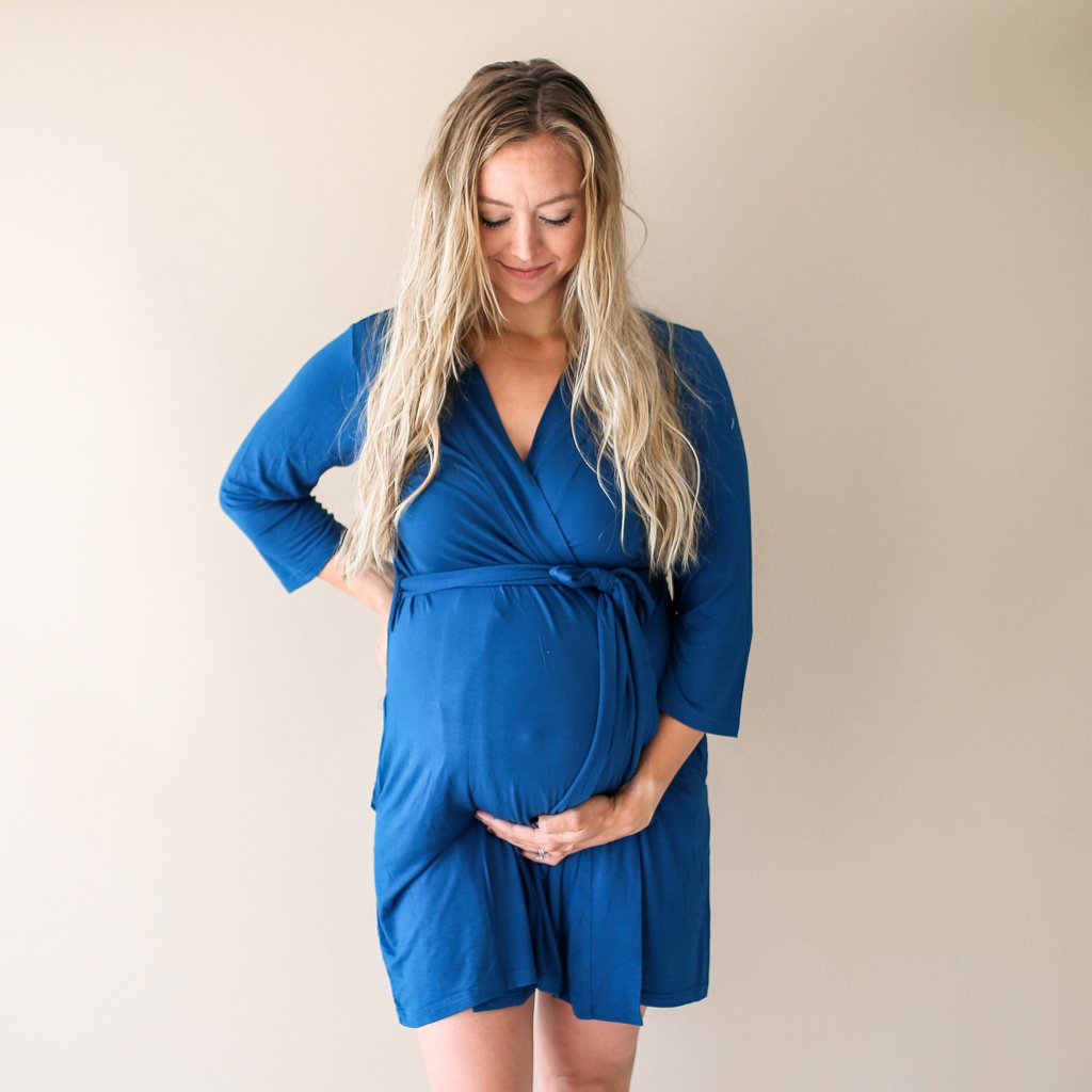 Posh Peanut Solid Color Sailor Blue Mommy Robe Navy - Gabrielle's Biloxi