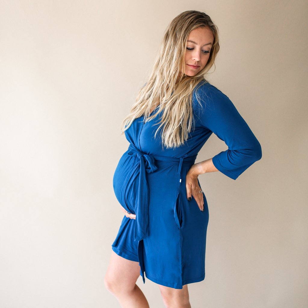 Posh Peanut Solid Color Sailor Blue Mommy Robe Navy - Gabrielle's Biloxi
