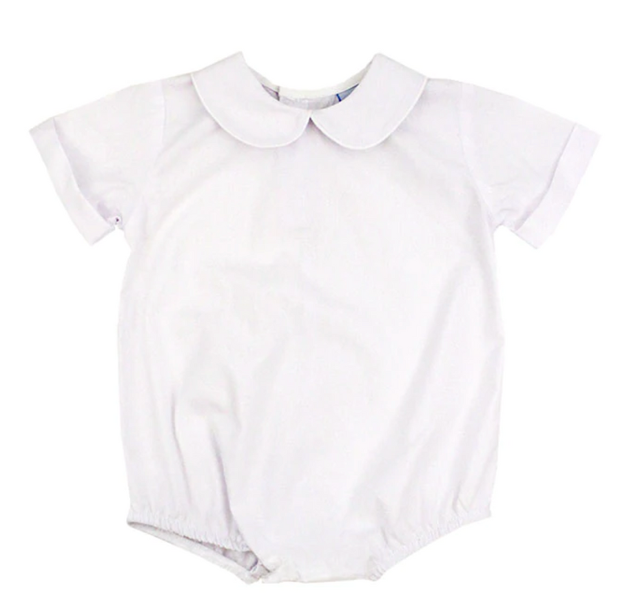 Bailey Boys Short Sleeve Onesie - White Button Back - Gabrielle's Biloxi