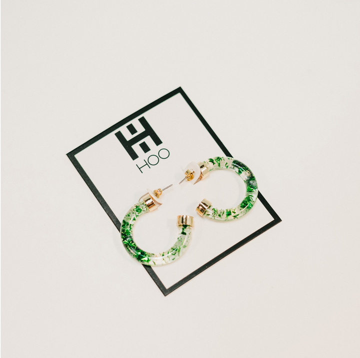 Mini Hoops - Green Foil - Gabrielle's Biloxi