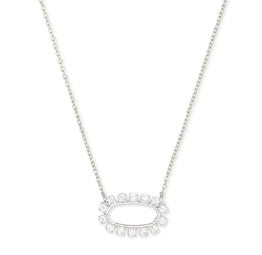 Kendra Scott Elisa Open Frame Necklace Silver White CZ - Gabrielle's Biloxi