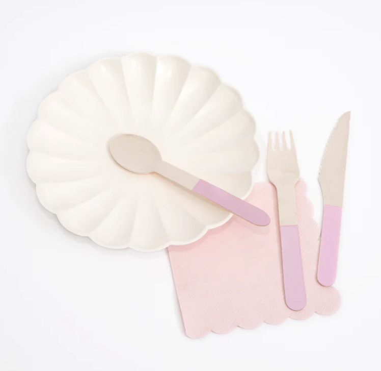 Meri Meri Pink Wooden Cutlery Set - Gabrielle's Biloxi