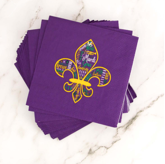 Mardi Gras Fleur de Lis Cocktail Napkins - Gabrielle's Biloxi