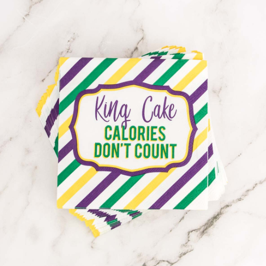 King Cake Calories Cocktail Napkins - Gabrielle's Biloxi
