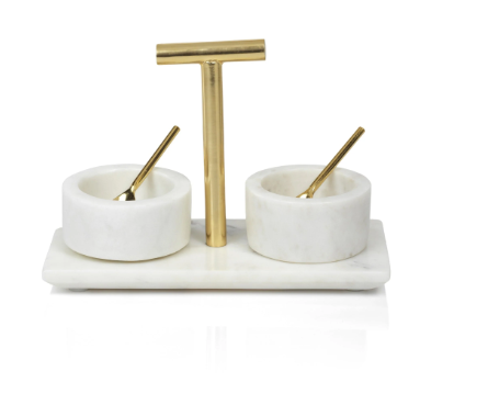 Marble Condiment Set/2 Bowls with Spoon - Gabrielle's Biloxi