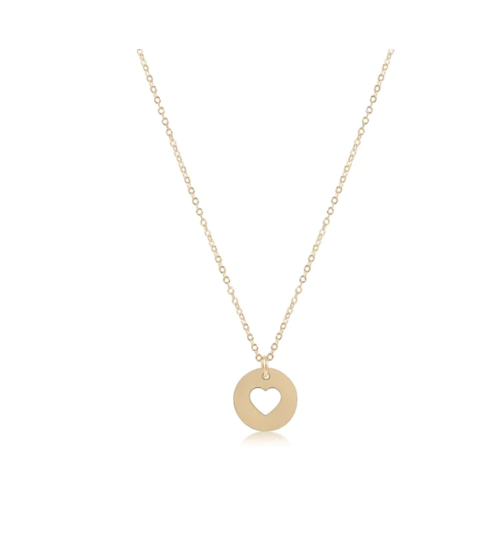 ENewton 16" Necklace Gold - Love Gold DIsc - Gabrielle's Biloxi