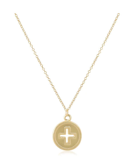 ENewton 16" Necklace Gold - Signature Cross Gold Disc - Gabrielle's Biloxi