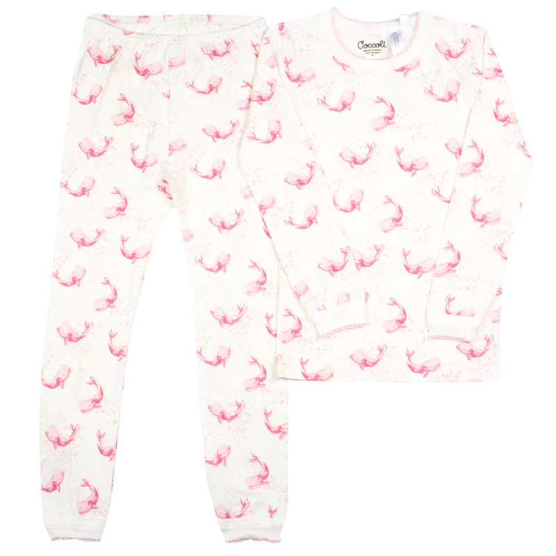 Coccoli Kid Pyjama Pink Whales - Gabrielle&