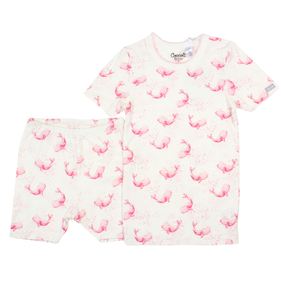 Coccoli  Kid Short Pyjama Pink Whales - Gabrielle's Biloxi