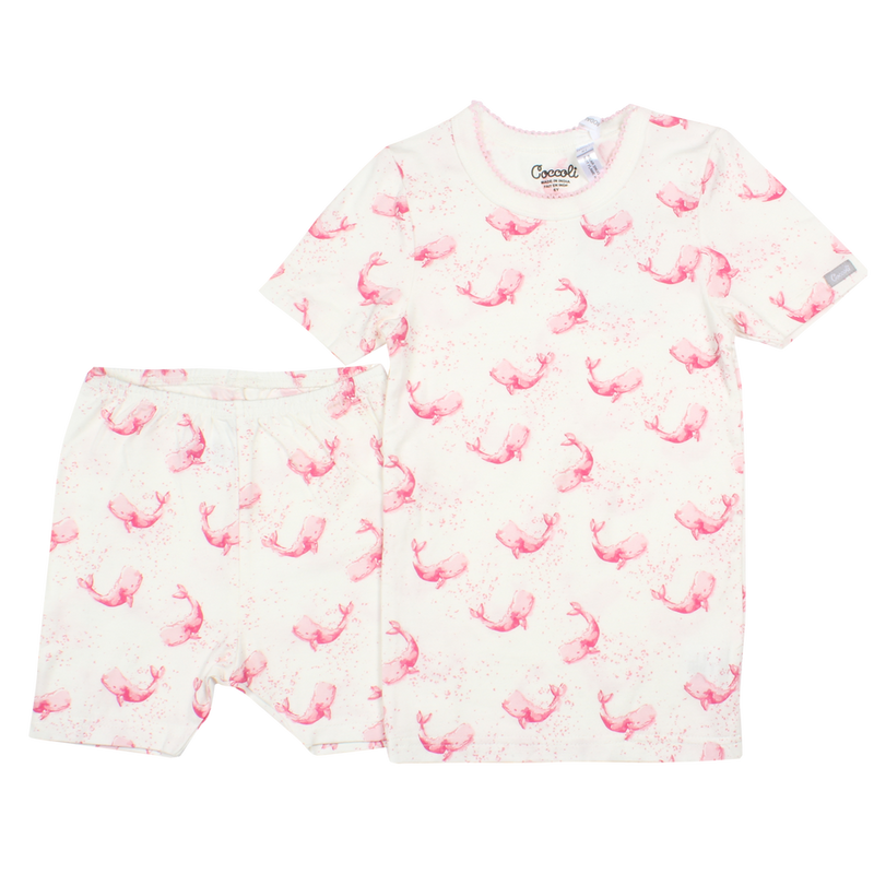 Coccoli  Kid Short Pyjama Pink Whales - Gabrielle&