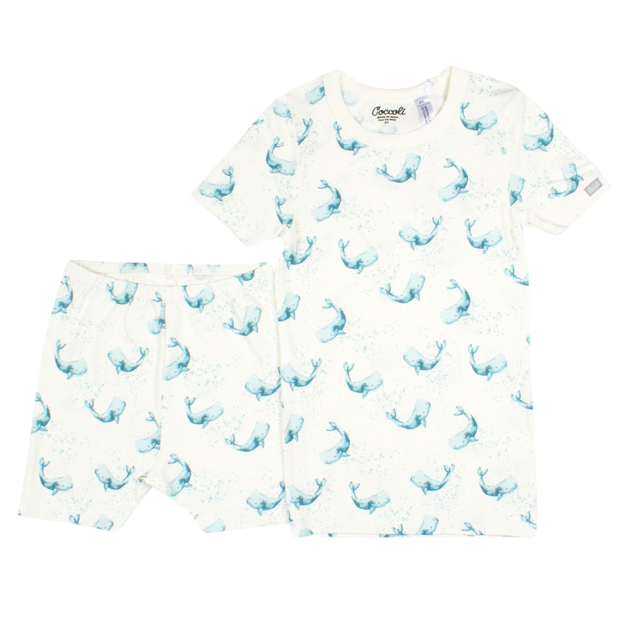 Coccoli Kid Short Pyjama Blue Whales - Gabrielle's Biloxi