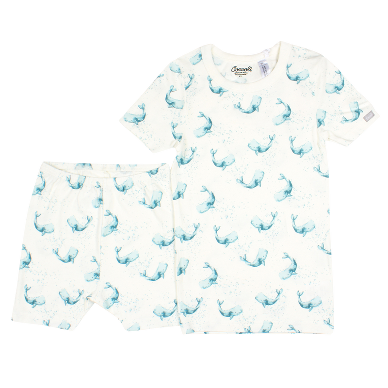 Coccoli Kid Short Pyjama Blue Whales - Gabrielle&