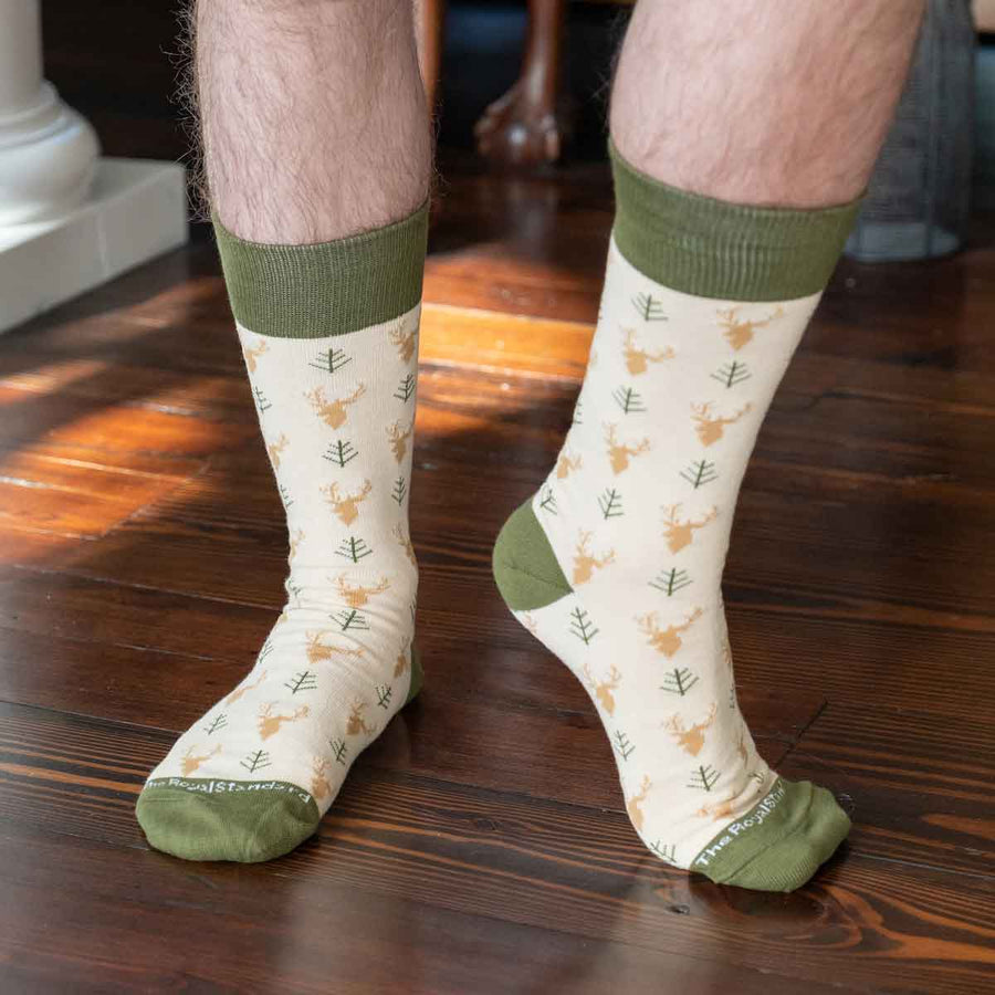 Men's Buck Socks   Taupe/Olive   One Size - Gabrielle's Biloxi