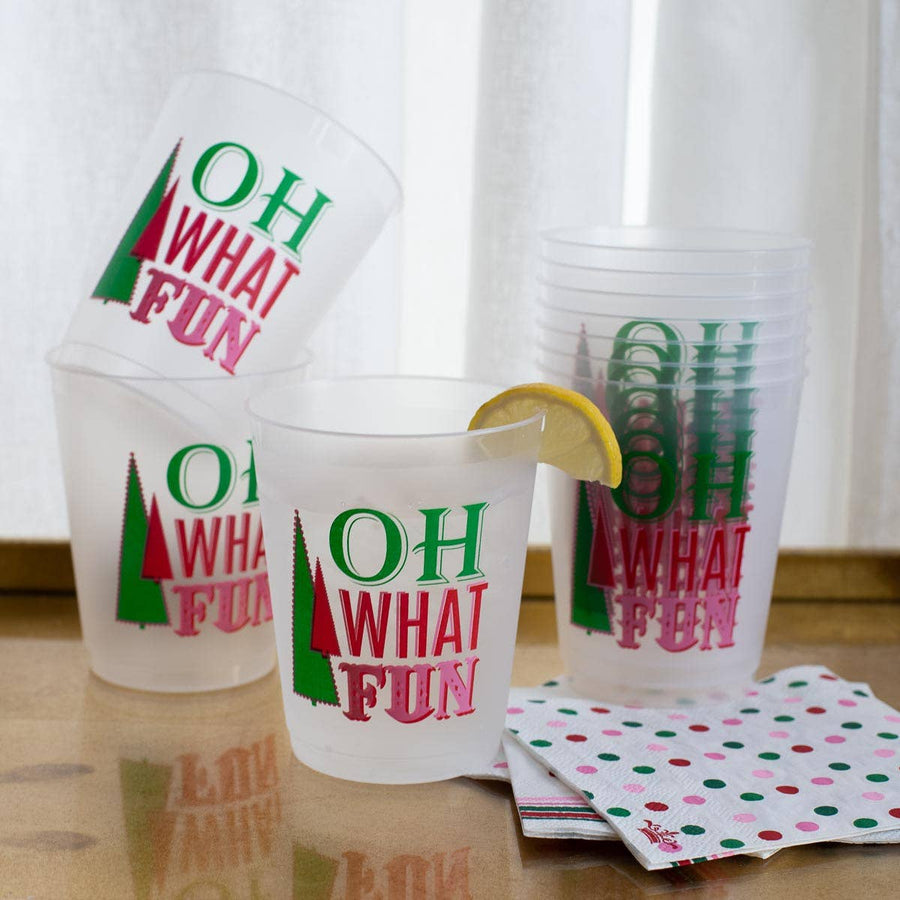 Oh What Fun Party Cups   Frosted/Multi   16oz   Set of 10 - Gabrielle's Biloxi