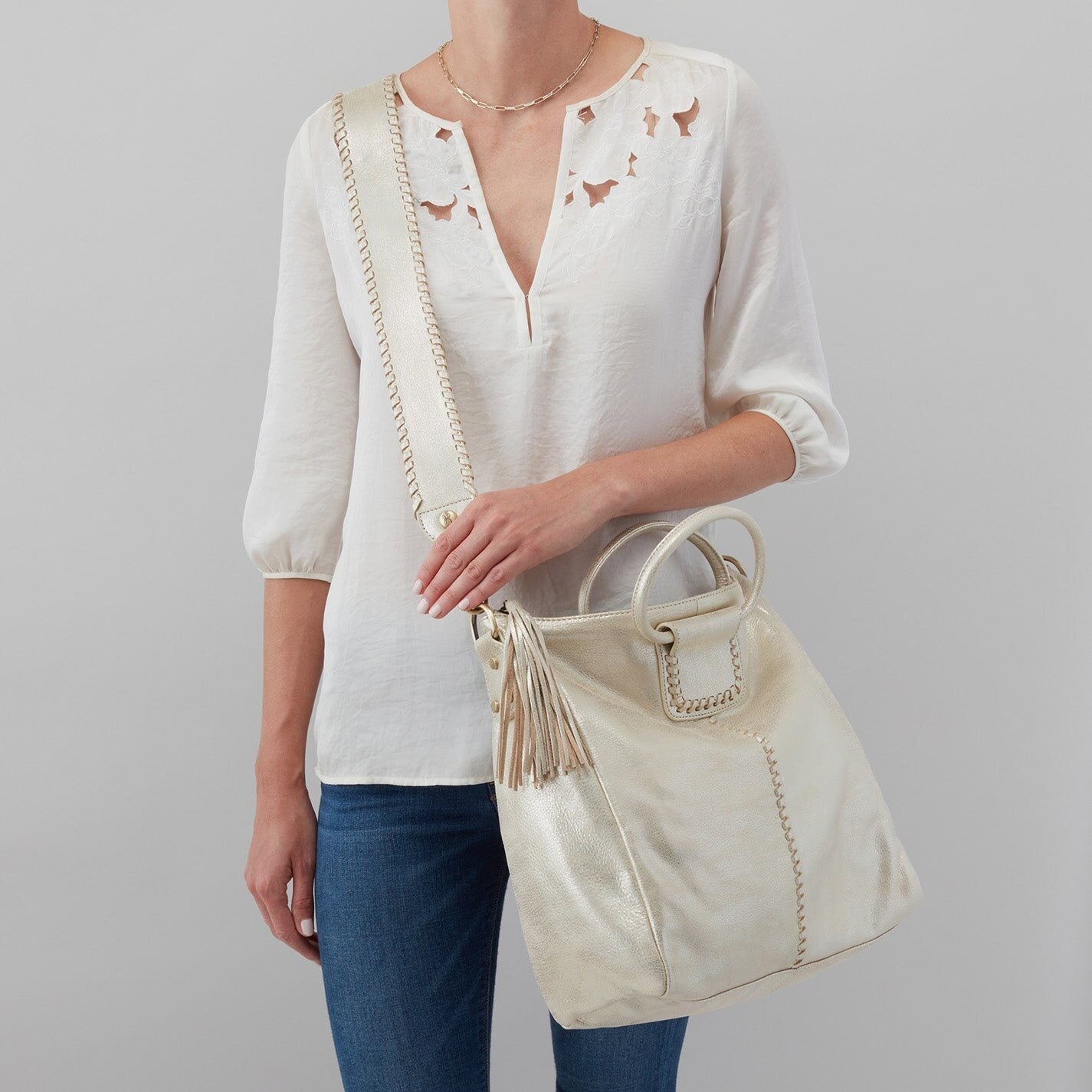 Hobo Sheila Handbag - Pearled Silver - Gabrielle's Biloxi