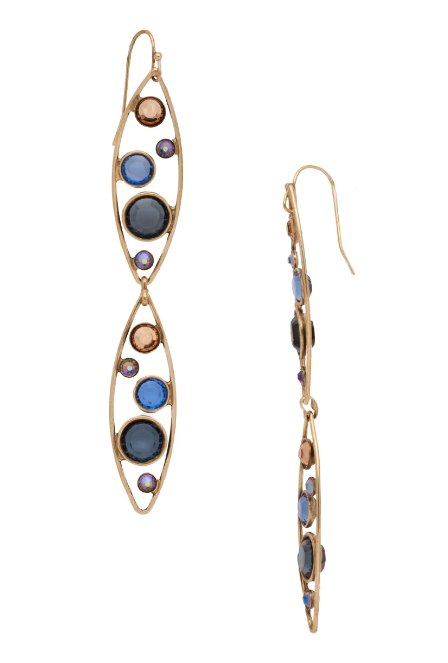 Sorrelli Charlene Double Dangle Earrings Venice Blue Antique Gold - Gabrielle's Biloxi