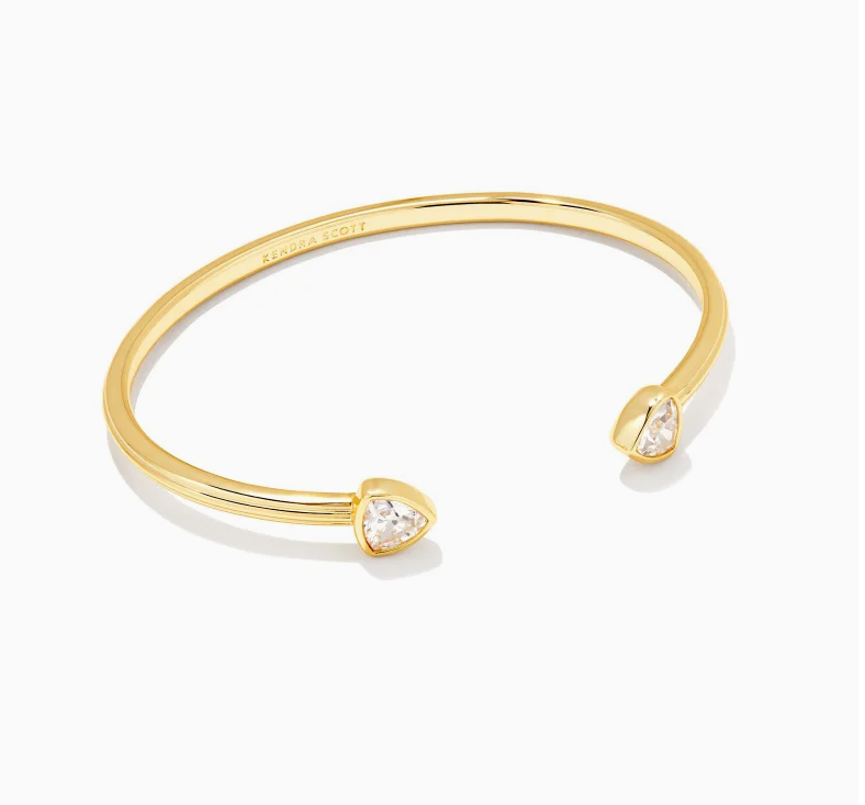 Kendra Scott Arden Cuff Bracelet Gold White Crystal - Gabrielle's Biloxi