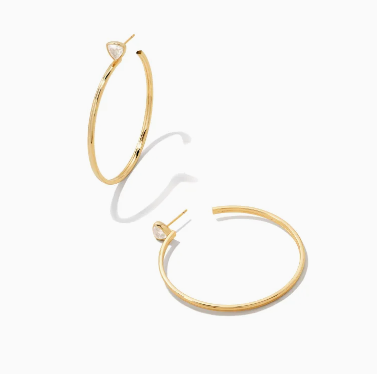 Kendra Scott Arden Hoop Earrings Gold White Crystal - Gabrielle's Biloxi