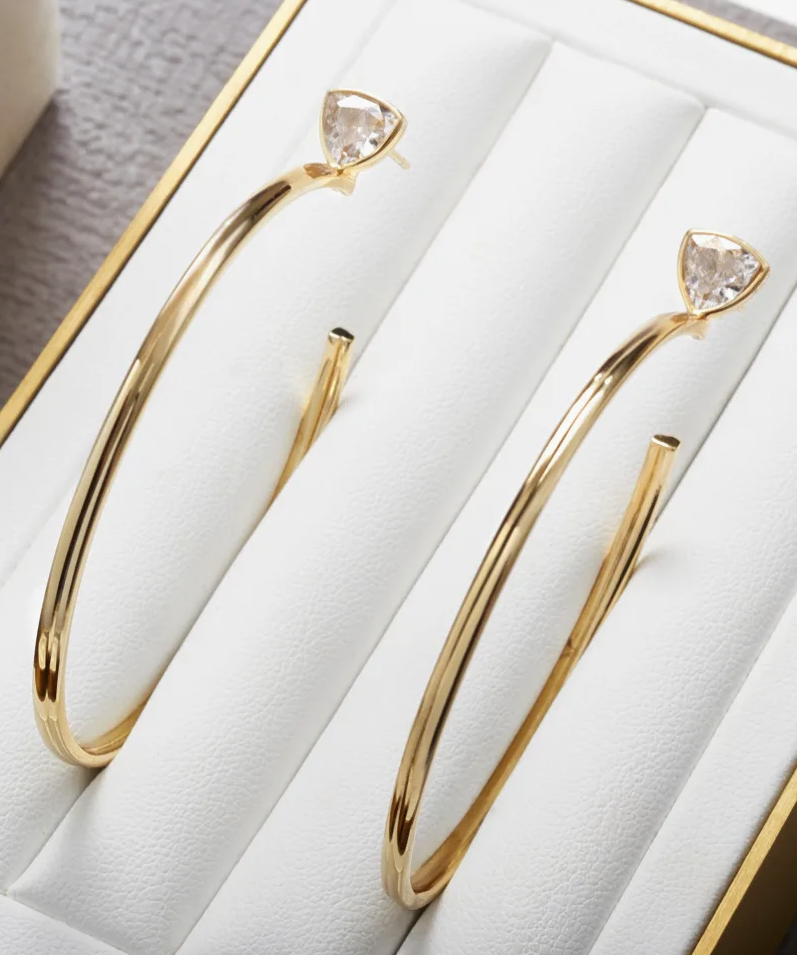 Kendra Scott Arden Hoop Earrings Gold White Crystal - Gabrielle's Biloxi