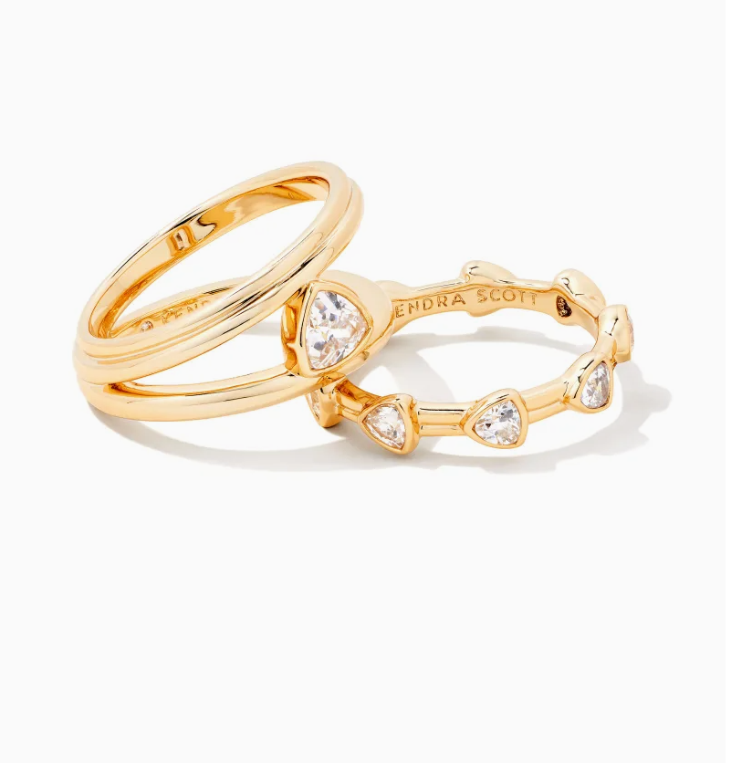 Kendra Scott Arden Triple Ring Set Gold White Crystal - Gabrielle's Biloxi