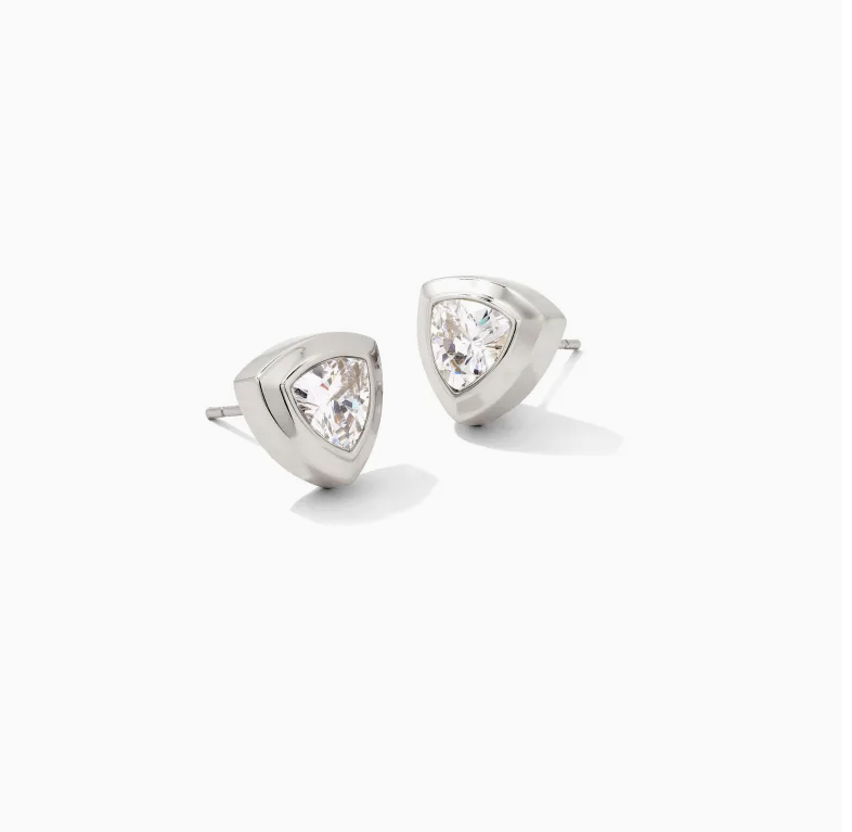 Kendra Scott Arden Stud Earrings Rhodium White Crystal - Gabrielle's Biloxi