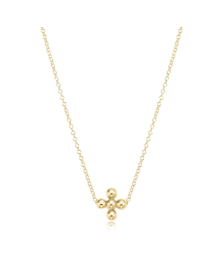 ENewton 16" Necklace Gold Beaded Cross 3mm - Gabrielle's Biloxi