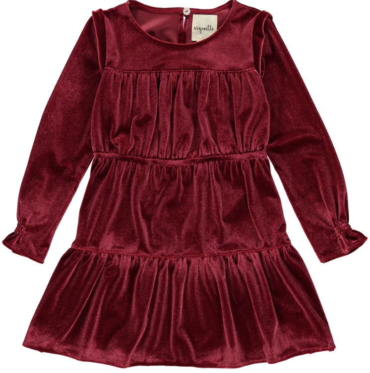 Bennett Dress Velvet Burgundy - Gabrielle's Biloxi
