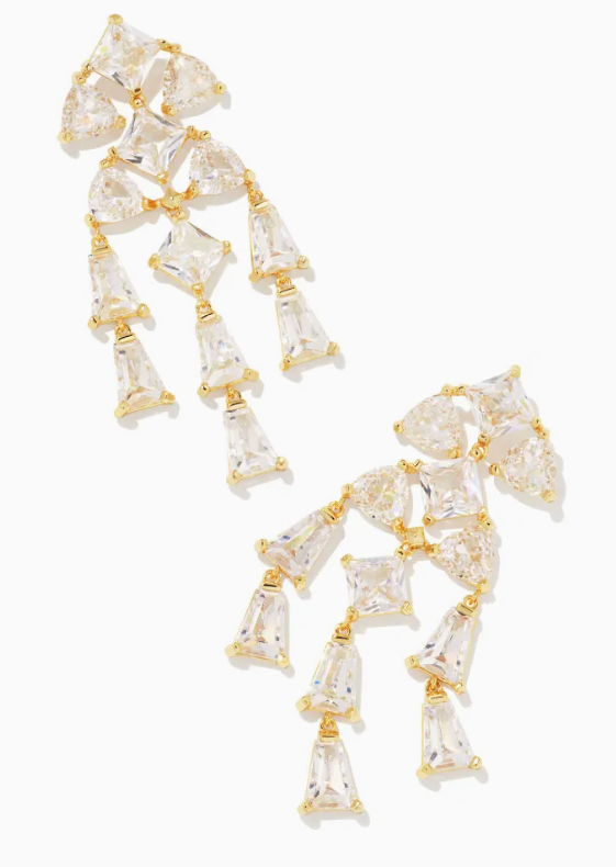 Kendra Scott Blair Jewel Statement Earrings Gold White Crystal - Gabrielle's Biloxi